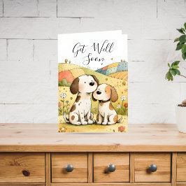 Tarjeta Festiva Cute Get Well Soon Dogs Card