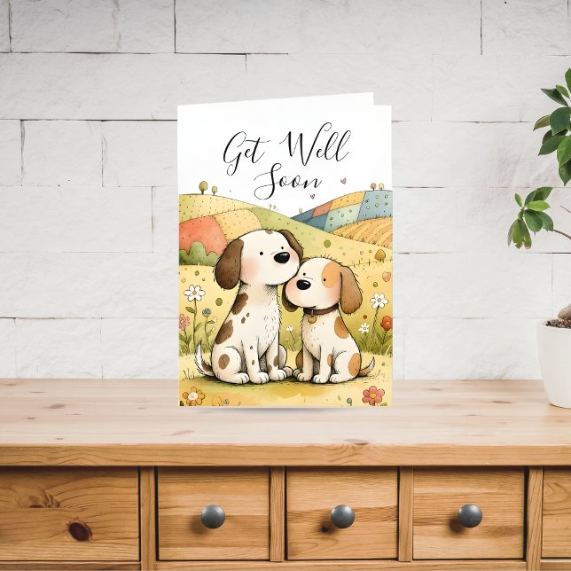 Tarjeta Festiva Cute Get Well Soon Dogs Card (Subido por el creador)