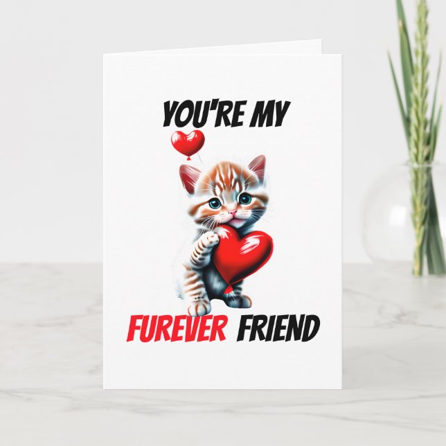 Tarjeta Festiva Cute ginger kitten mi amigo futuro bff chicas pun (Anverso)