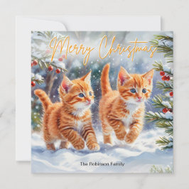 Tarjeta Festiva Cute Ginger Mascotas Gatitos Festividad Feliz Navi
