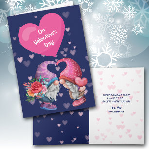 Tarjeta Festiva Cute Gnome Love and Heart Valentine Card