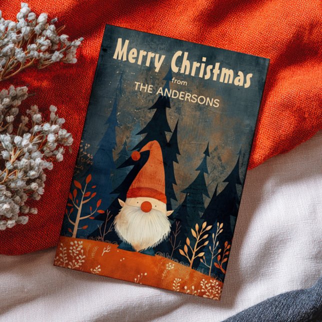 Tarjeta Festiva Cute Gnome Nordic Art Merry Christmas Whimsical  (Subido por el creador)