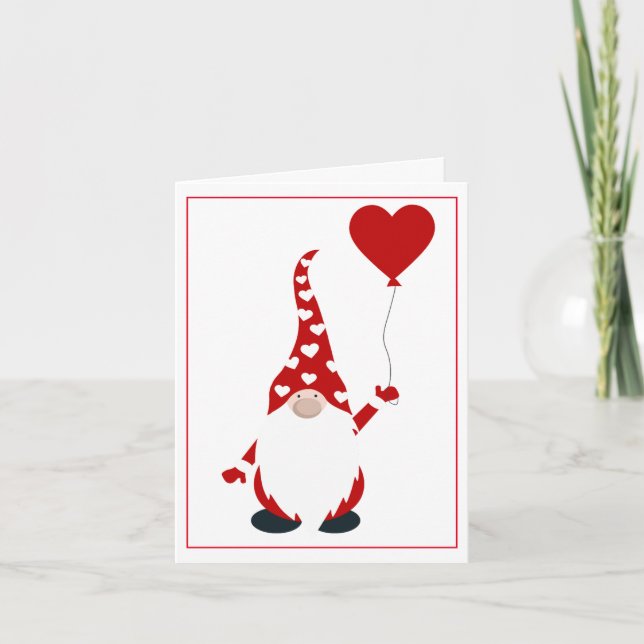 Tarjeta Festiva Cute Gnome San Valentín (Anverso)