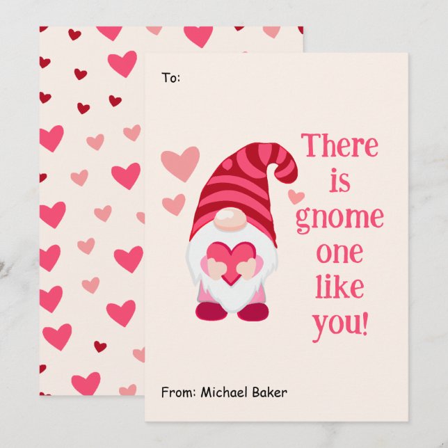 Tarjeta Festiva Cute Gnome uno como tu El día de San Valentín de a (Anverso / Reverso)