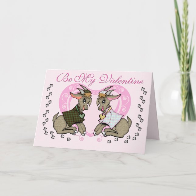 Tarjeta Festiva Cute Goat Valentine (Anverso)