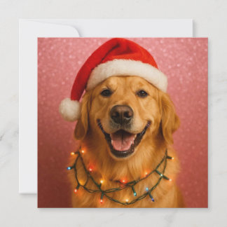 Tarjeta Festiva Cute Golden Retriever Christmas Card.