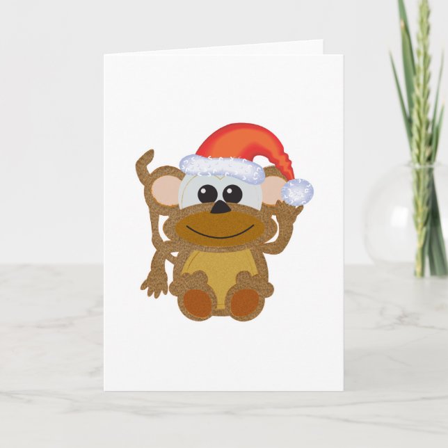 Tarjeta Festiva Cute Goofkins Xmas dulce mono santa (Anverso)