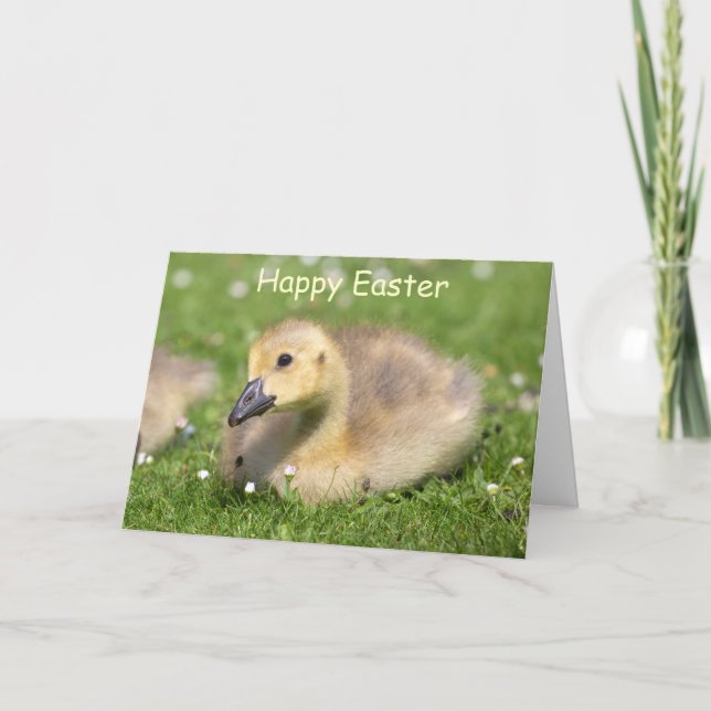 Tarjeta Festiva Cute Gosling Happy Easter Greet Card (Anverso)