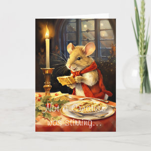 Tarjeta Festiva Cute graciosa Navidades Poema del ratón
