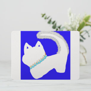 Tarjeta Festiva Cute Hanukkah con un gato blanco y una menorah