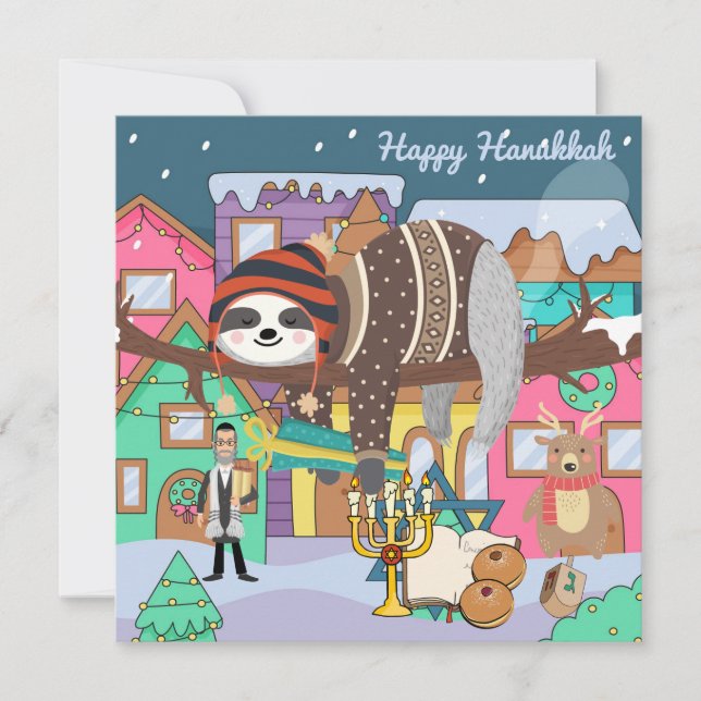 Tarjeta Festiva Cute Hanukkah Slote Note Card (Anverso)