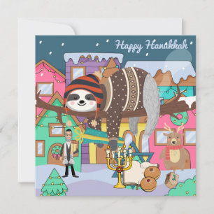 Tarjeta Festiva Cute Hanukkah Slote Note Card