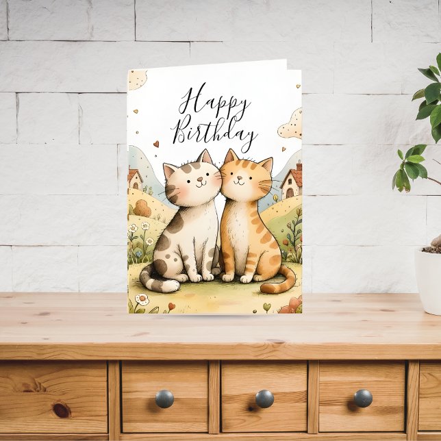 Tarjeta Festiva Cute Happy Birthday Cat (Subido por el creador)