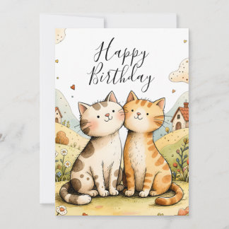 Tarjeta Festiva Cute Happy Birthday Cat Card