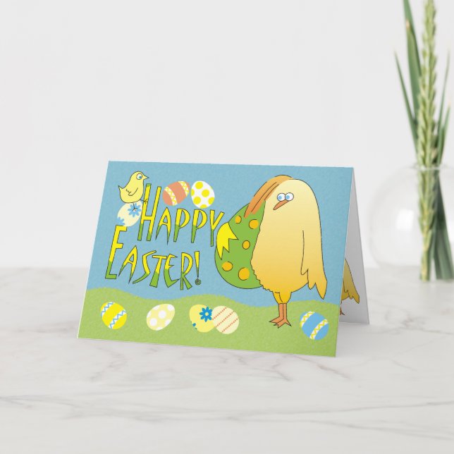 Tarjeta Festiva Cute Happy Easter Greet (Anverso)