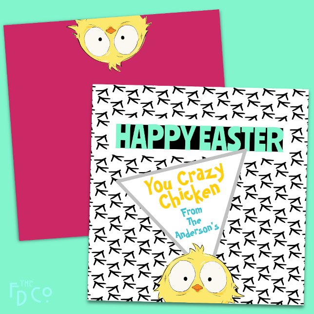 Tarjeta Festiva Cute "Happy Easter You Crazy Chicken" | Pascua (Subido por el creador)