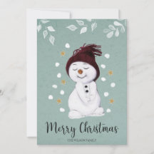 Cute Happy Snowman Winter Blue Navidades
