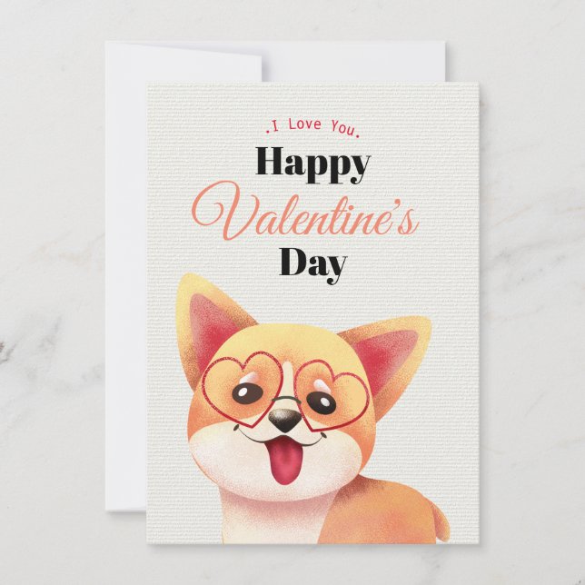 Tarjeta Festiva Cute Happy Valentine Day Card (Anverso)