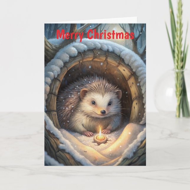 Tarjeta Festiva Cute Hedgehog (Anverso)
