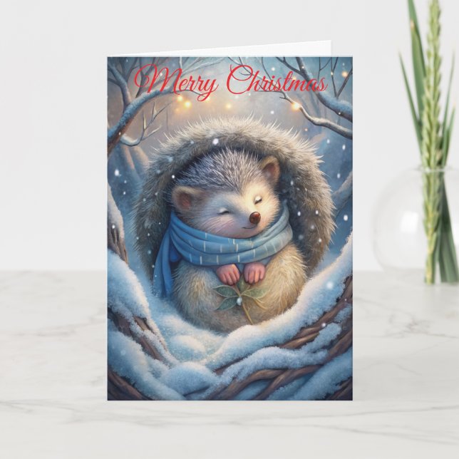 Tarjeta Festiva Cute Hedgehog (Anverso)