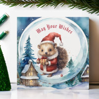 Cute hedgehog en Navidades del Gorra de Papá Noel