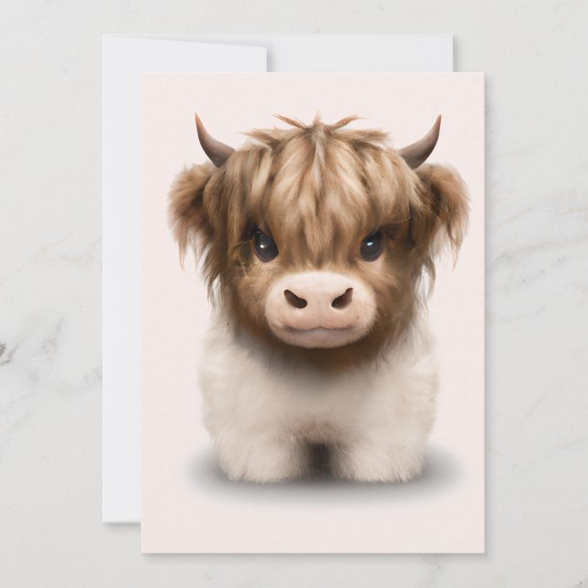 Tarjeta Festiva Cute Highlands Escocia Cow (Anverso)