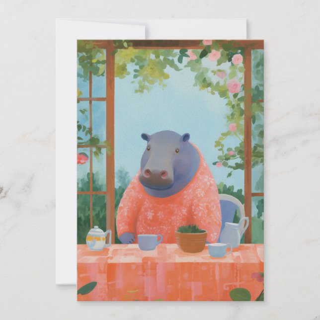 Tarjeta Festiva Cute Hippo (Anverso)