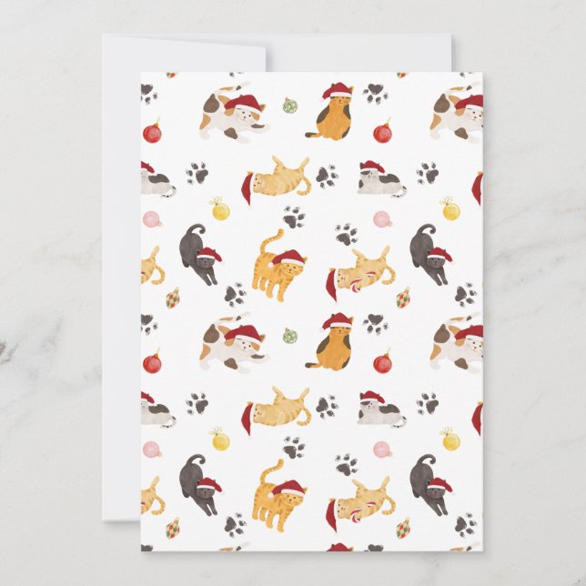 Tarjeta Festiva Cute Holiday Cat Pattern (Anverso)