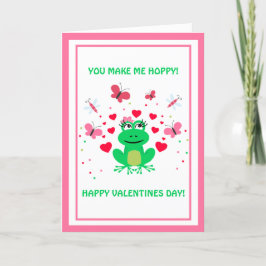 Tarjeta Festiva Cute Hoppy Frog And Hearts Valentines Day 