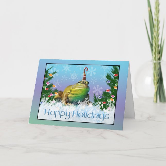 Tarjeta Festiva Cute Hoppy Holiday Frog Card (Anverso)