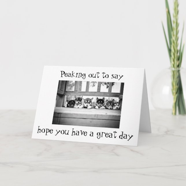 TARJETA FESTIVA CUTE HUSKIE PUPS DICE **FELIZ CUMPLEAÑOS" (Anverso)