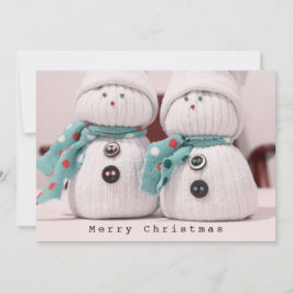 Tarjeta Festiva Cute invierno, pareja de Snowman con espantos