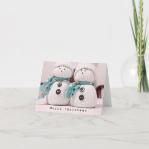Tarjeta Festiva Cute invierno, pareja de Snowman con espantos 