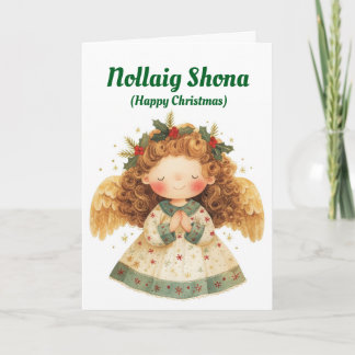 Tarjeta Festiva Cute Irish Angel Christmas Card