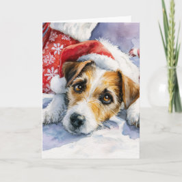 Tarjeta Festiva Cute Jack Russell Christmas Greeting Card 