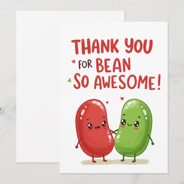 Tarjeta Festiva Cute Jelly Bean Couple - El día de San Valentín (Anverso / Reverso)