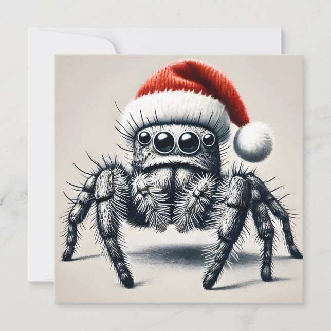 Tarjeta Festiva Cute Jumping Spider Navidades Card (Anverso)