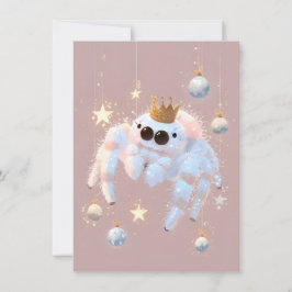 Tarjeta Festiva Cute Jumping Spider Pink Christmas Cards