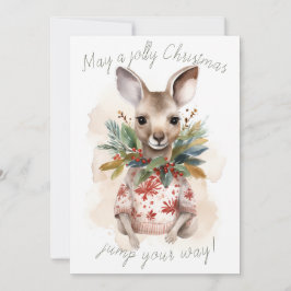 Tarjeta Festiva Cute Kangaroo Jolly Navidades Card