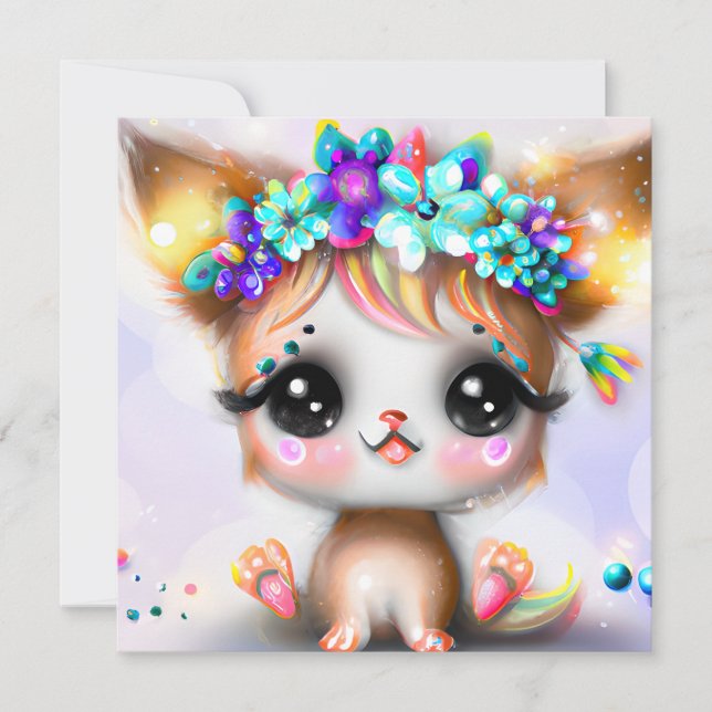 Tarjeta Festiva Cute Kawaii Baby Chihuahua (Anverso)