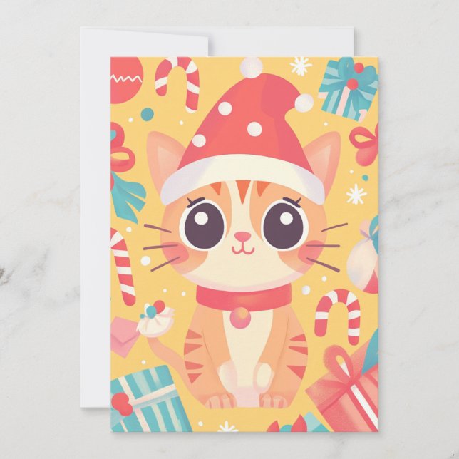 Tarjeta Festiva Cute Kawaii Xmas Candy Candy Regalos Personalizado (Anverso)