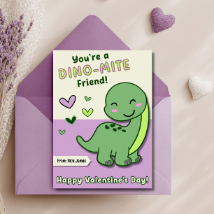 Tarjeta Festiva Cute Kids Dino Mite Amigo Día de San Valentín