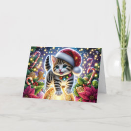 Tarjeta Festiva Cute Kitten and Ornament Christmas