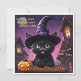 Tarjeta Festiva Cute Kitten Halloween Card