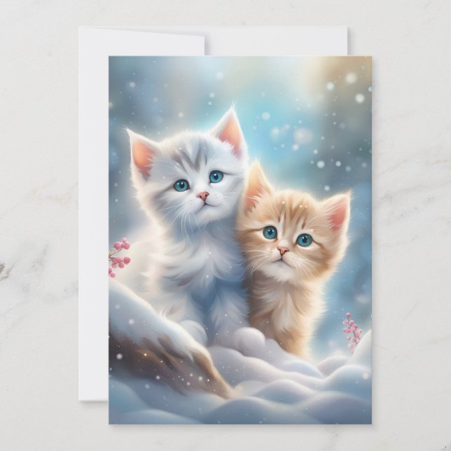 Tarjeta Festiva Cute Kittens Winter Wonderland (Anverso)
