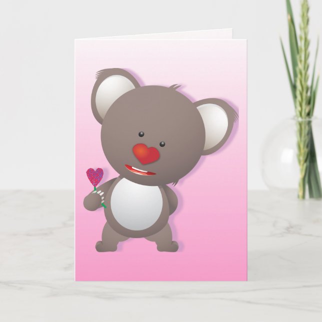 Tarjeta Festiva Cute Koala Bear Valentine Greeting (Anverso)