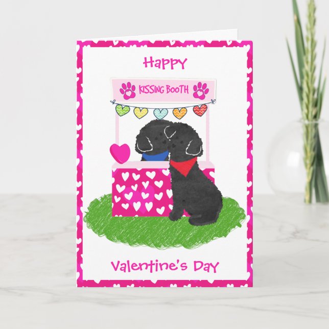 Tarjeta Festiva Cute Labradoodles El día de San Valentín Kisoth (Anverso)