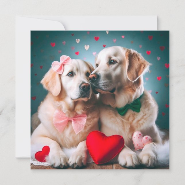 Tarjeta Festiva Cute labrador couple valentine's day (Anverso)