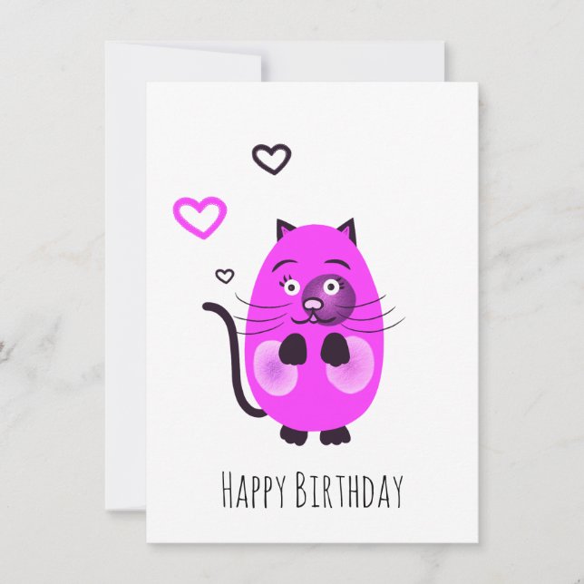 Tarjeta Festiva Cute lilac cat (Anverso)