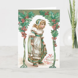 Tarjeta Festiva Cute Little Girl Holly